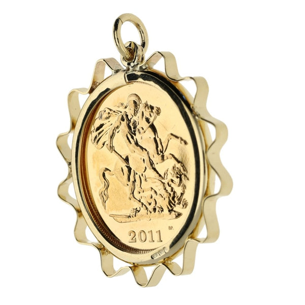 2011 Yellow Gold Half Sovereign Coin Pendant - 5.5g