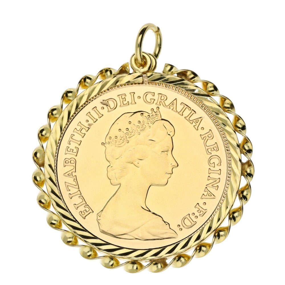 1982 Yellow Gold Half Sovereign Coin Pendant - 4.8g