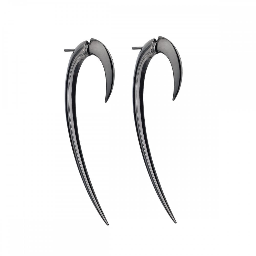Silver Black Rodium Large Hook Earrings