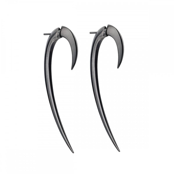 Silver Black Rodium Large Hook Earrings