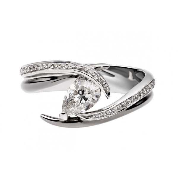 18ct White Gold Entwined Captured Vine Engagement Ring 0.88ct