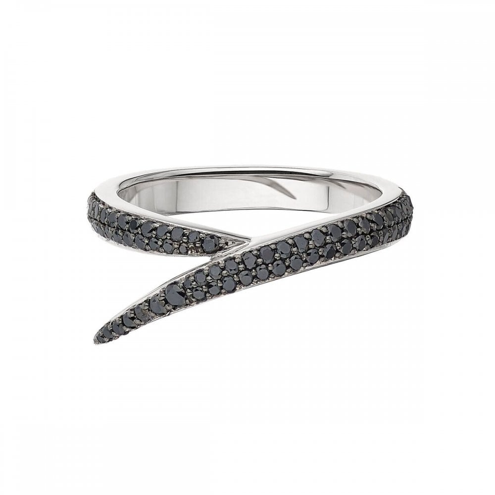 Interlocking Single Ring - 18ct White Gold & Black Diamond