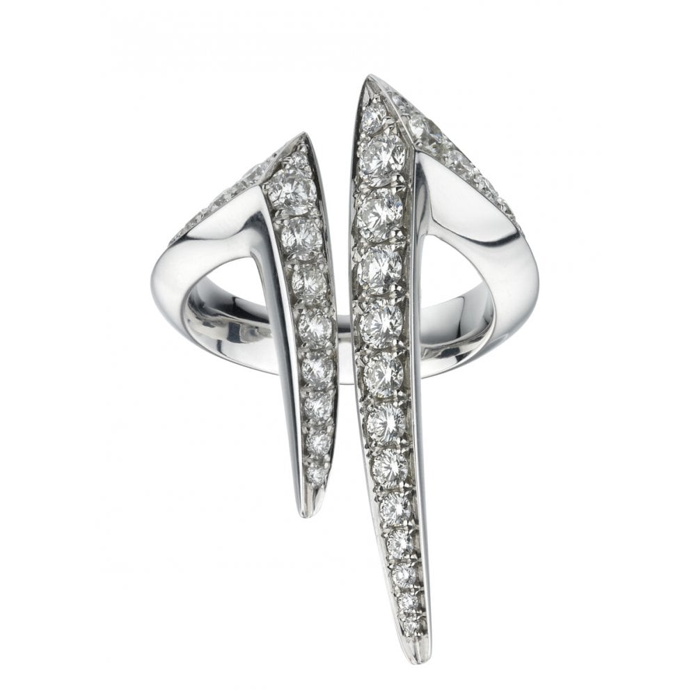 18ct White Gold and Diamond Sabre Fine Aerial Split Ring