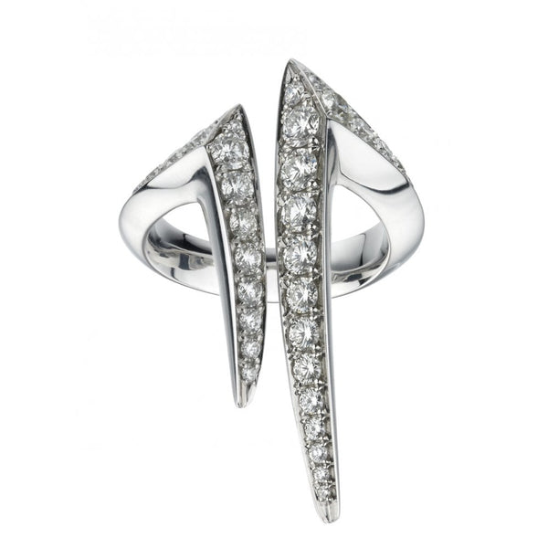 18ct White Gold and Diamond Sabre Fine Aerial Split Ring