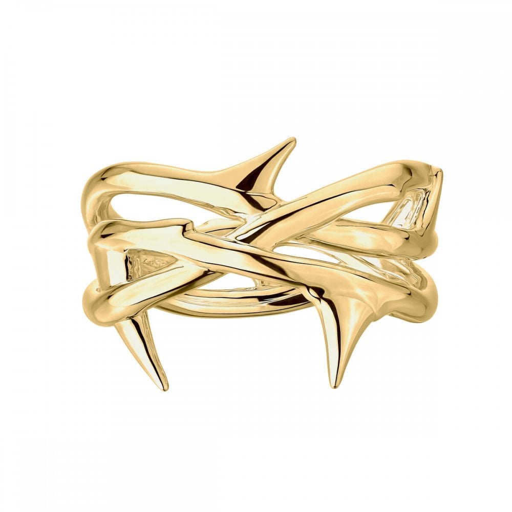 Rose Thorn Triple Band Ring in Yellow Gold Vermeil