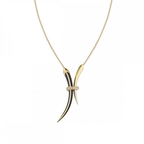 925 Silver Yellow Gold Sabre Deco Pendant & Trace Chain - 18"