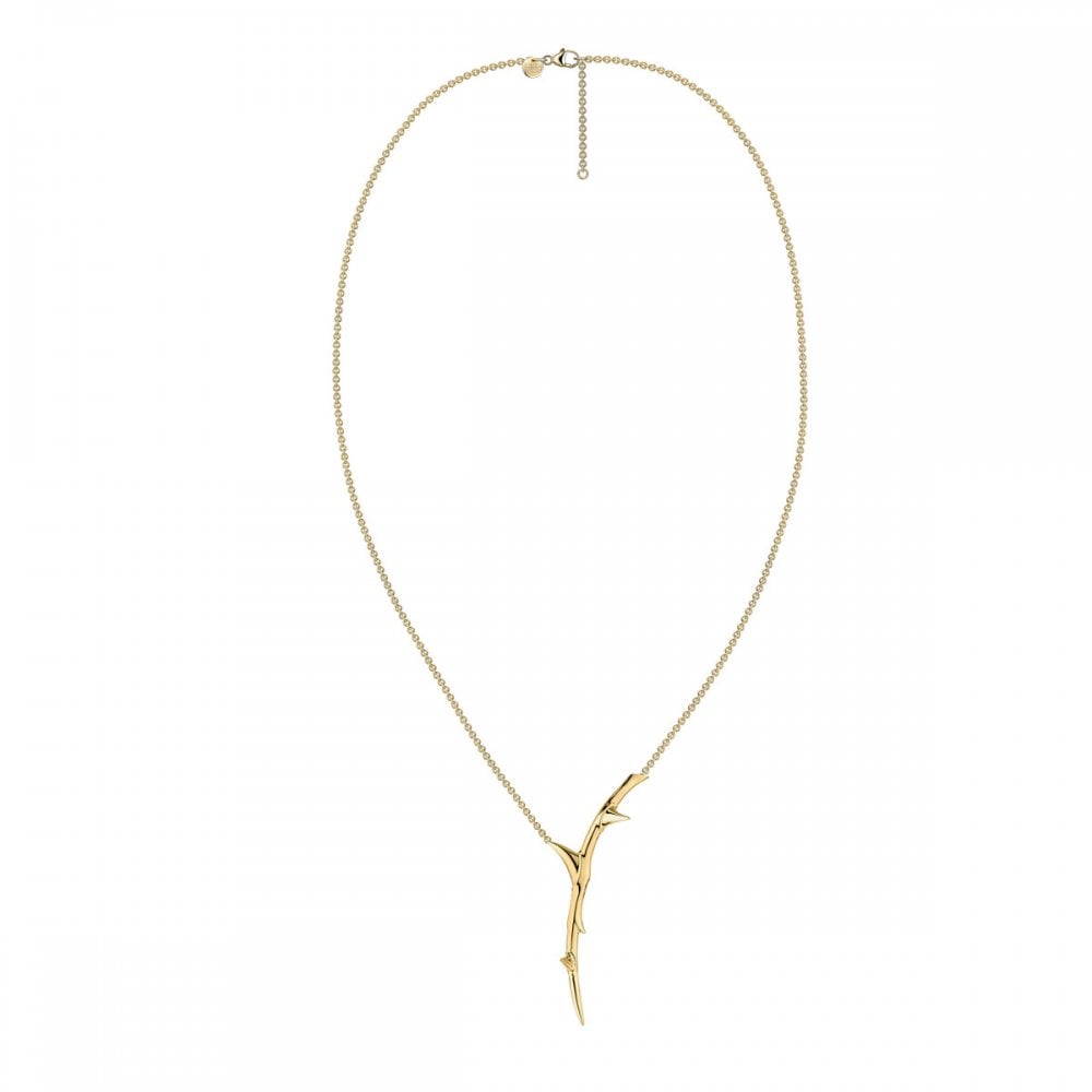 Rose Thorn Single Drop Pendant in Yellow Gold Vermeil