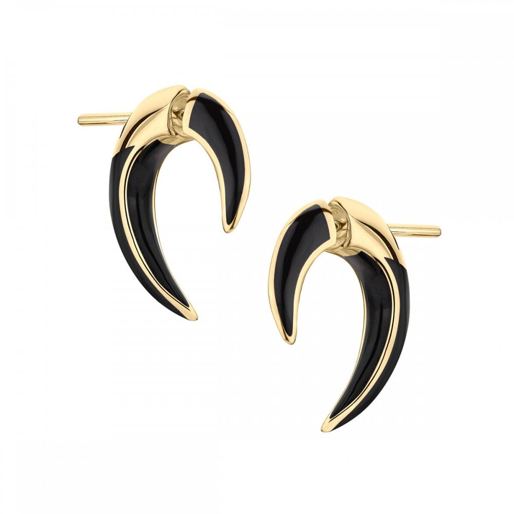 Sabre Deco Talon Earrings - Yellow Gold Vermeil & Ceramic