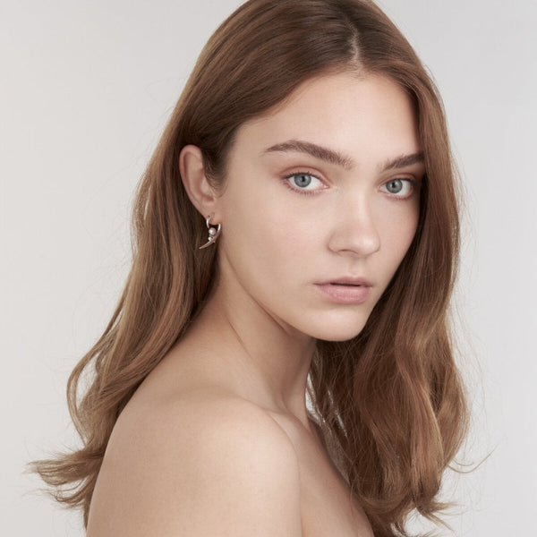Hooked Pearl Earrings - Silver