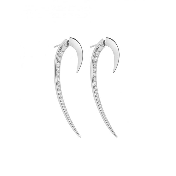 Hook Fine Large Earrings - 18ct White Gold & Diamond