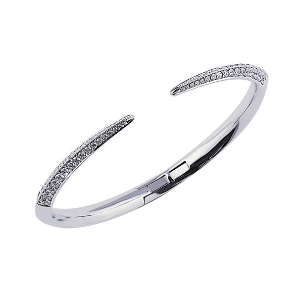 Sabre Fine Slim Bangle - 18ct White Gold & Diamond
