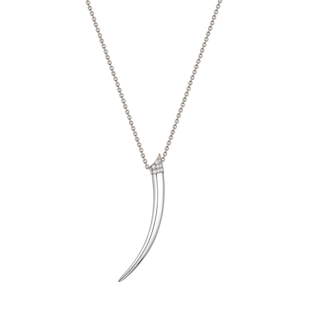 Sabre Pendant - Silver & Diamond Pavé