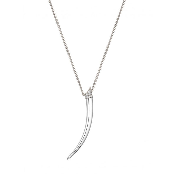 Sabre Pendant - Silver & Diamond Pavé