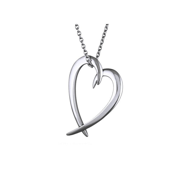 Hook Heart Pendant - Silver