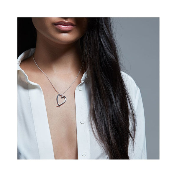 Hook Heart Pendant - Silver