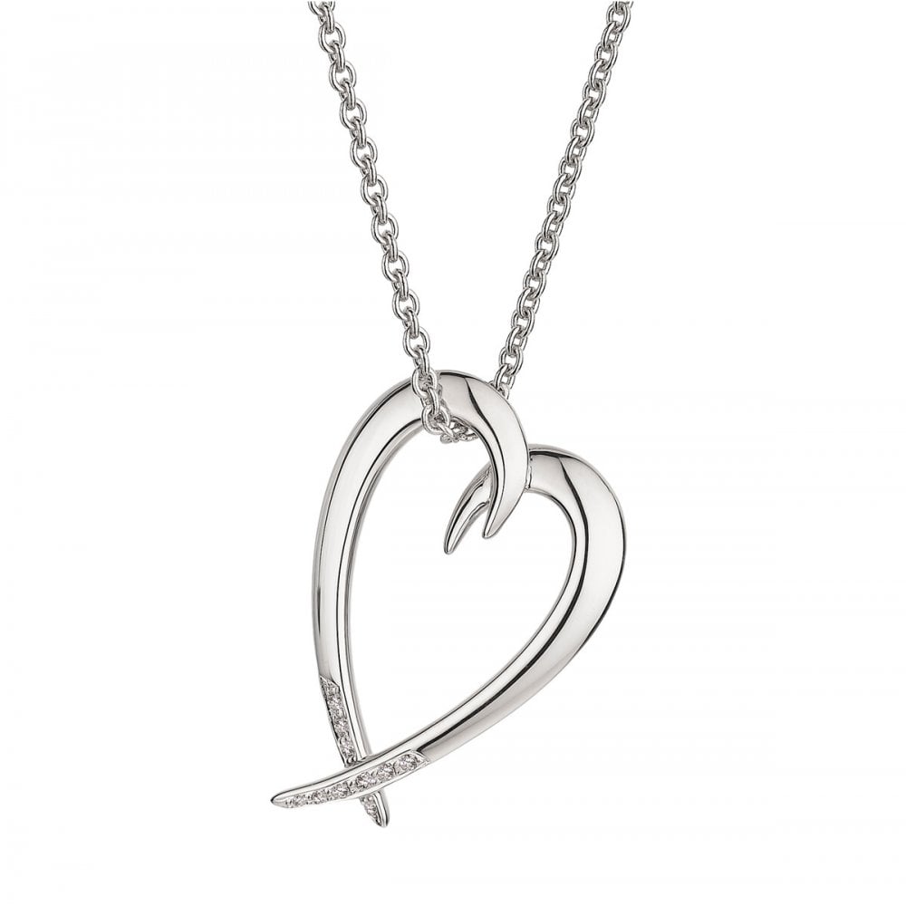 Hook Heart Pendant - Silver Diamond