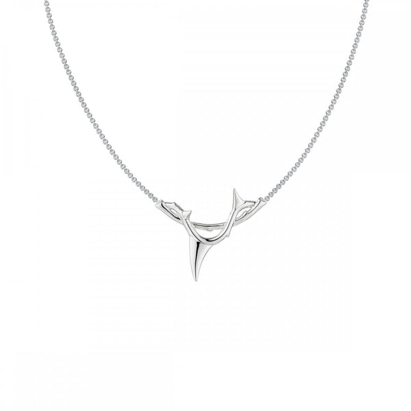 Rose Thorn Branch Pendant - Silver