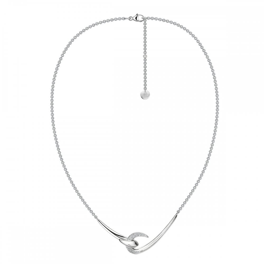 Hook Pendant - Silver & Diamond
