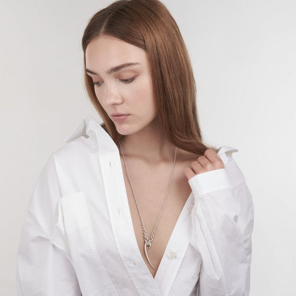 Hook Drop Necklace - Silver