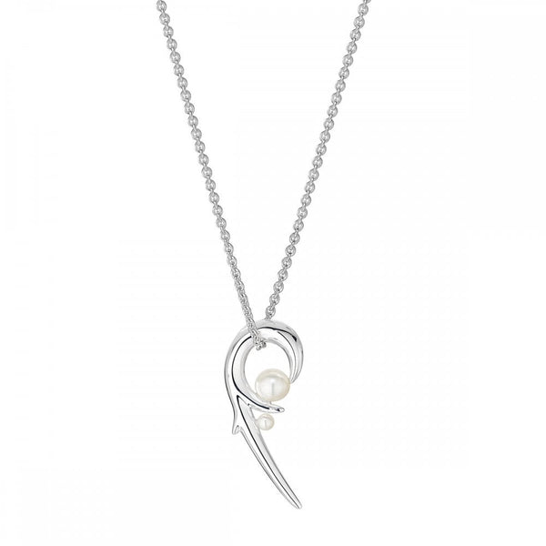 Hooked Pearl Pendant - Silver