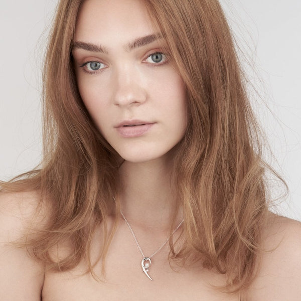 Hooked Pearl Pendant - Silver