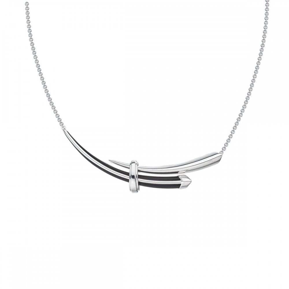 Sabre Deco Horizontal Necklace - Silver & Ceramic