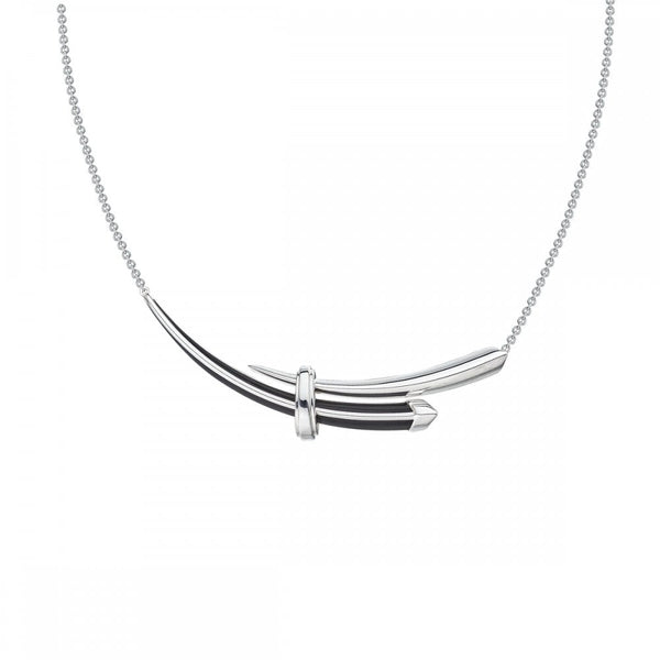 Sabre Deco Horizontal Necklace - Silver & Ceramic