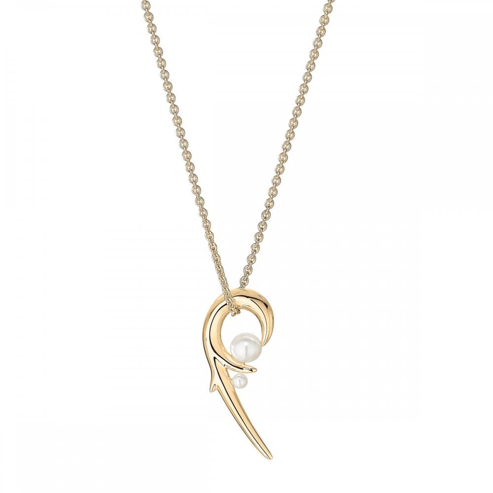 Hooked Pearl Pendant - Yellow Gold Vermeil