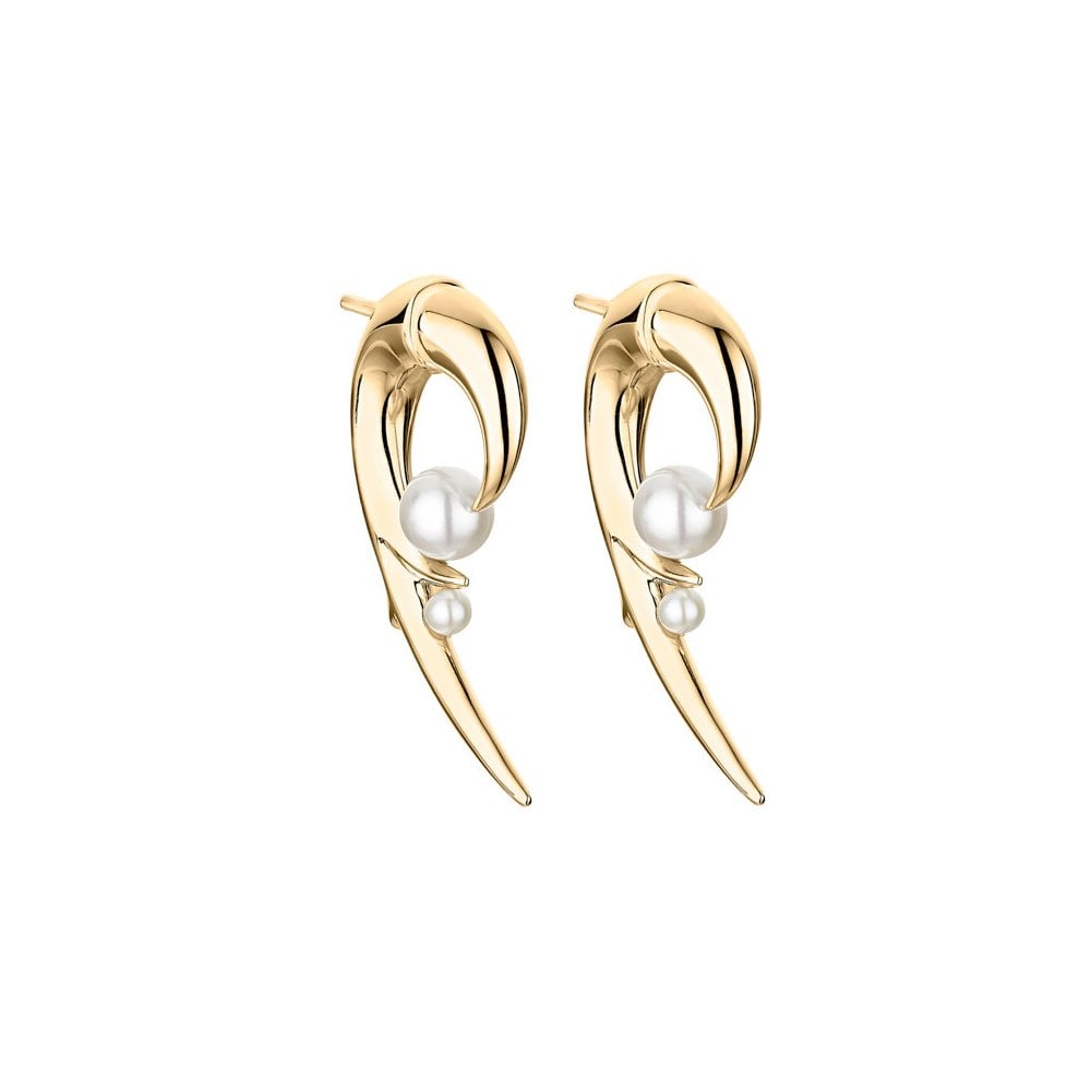 Hooked Pearl Earrings - Yellow Gold Vermeil