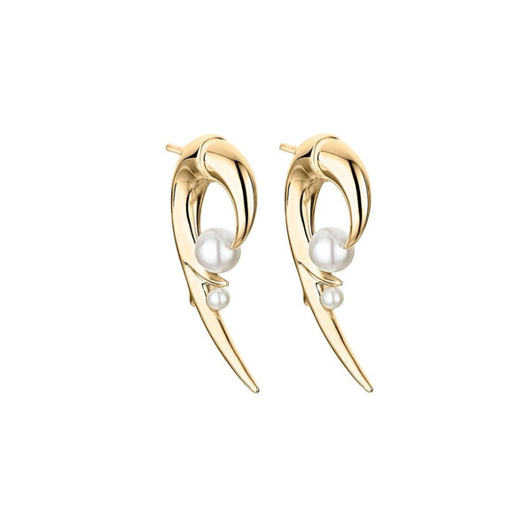 Hooked Pearl Earrings - Yellow Gold Vermeil