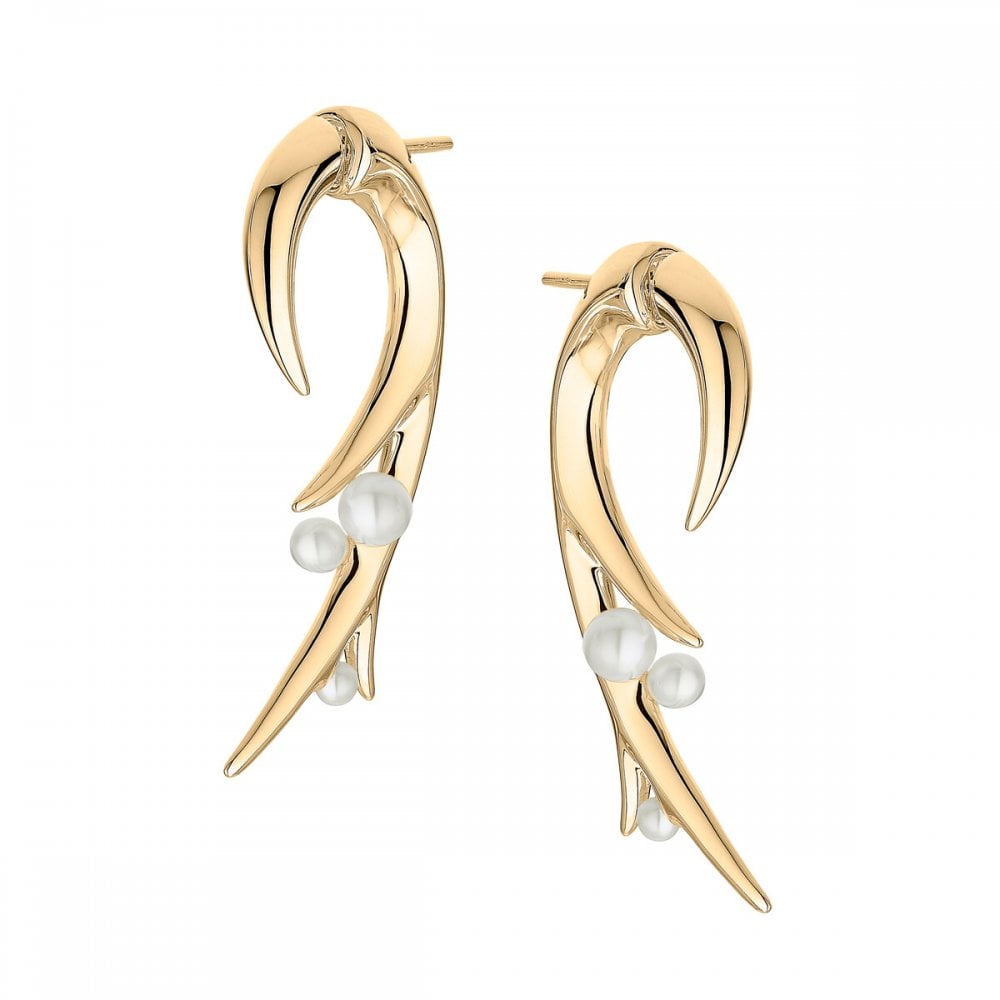 Hooked Pearl Large Earrings - Yellow Gold Vermeil
