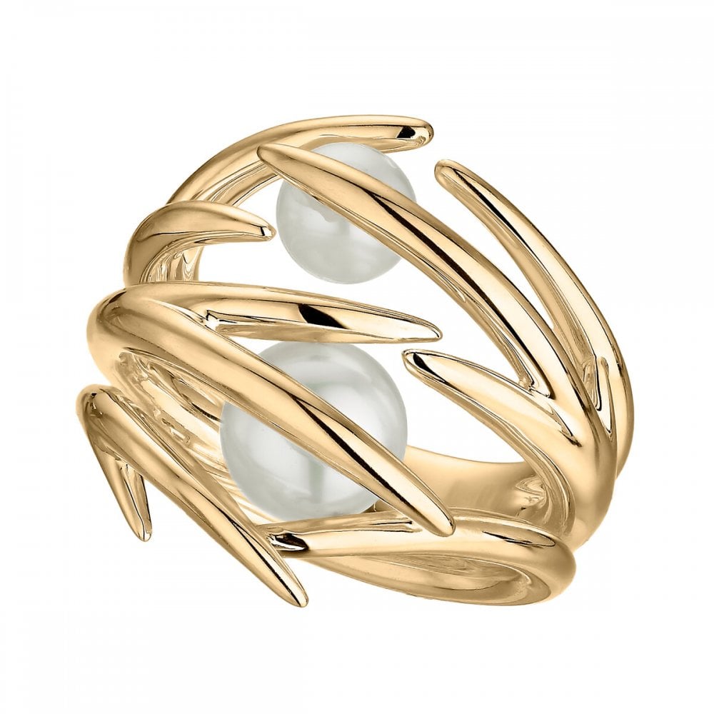 Hooked Pearl Ring - Yellow Gold Vermeil