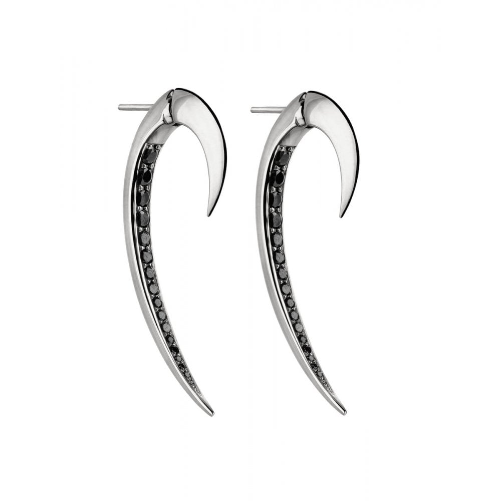 Hook Size 1 Earrings - Silver & Black Spinel