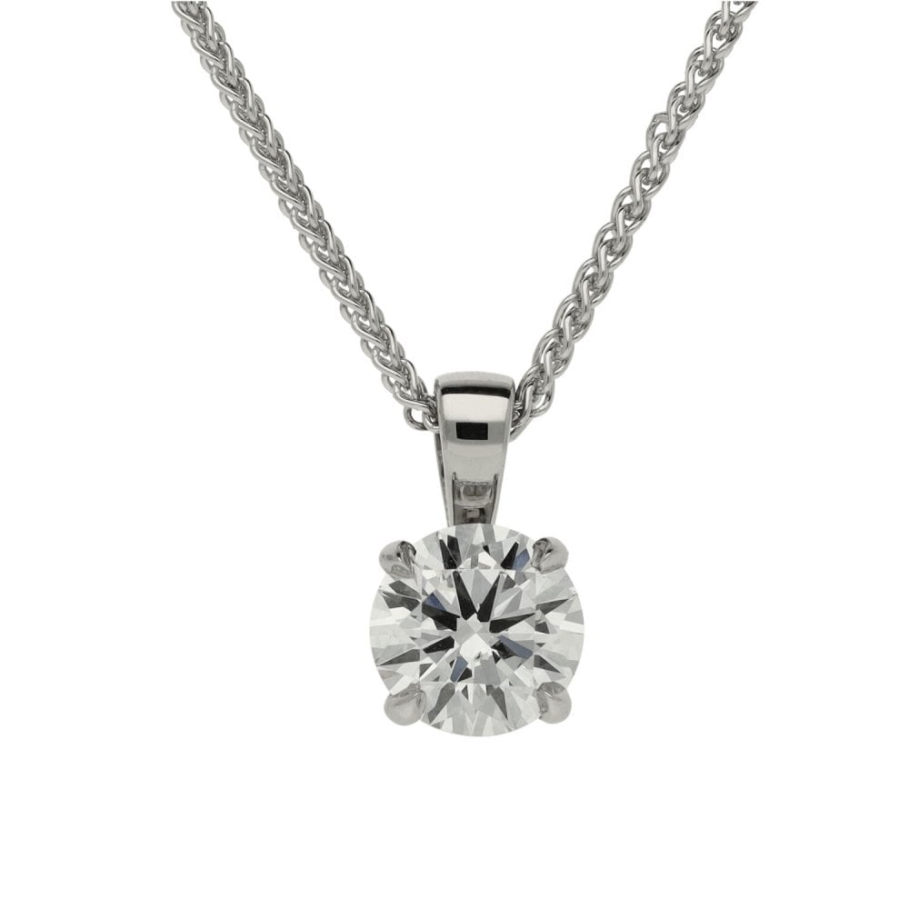 0.79ct White Gold Certified Diamond Pendant & Chain - D/SI1