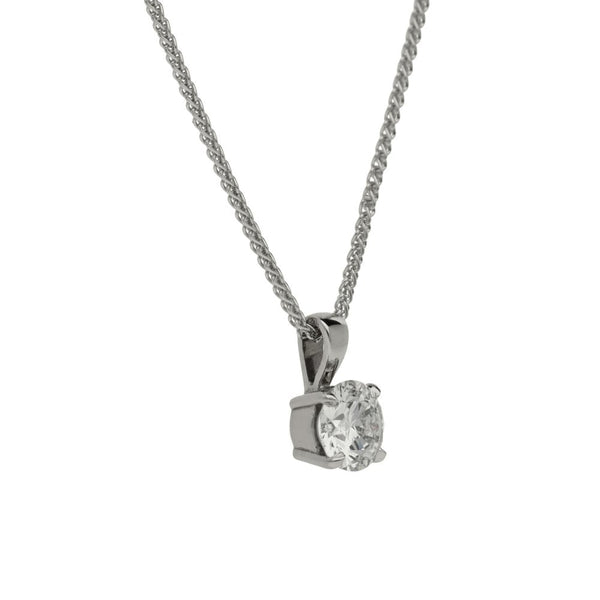 0.79ct White Gold Certified Diamond Pendant & Chain - D/SI1