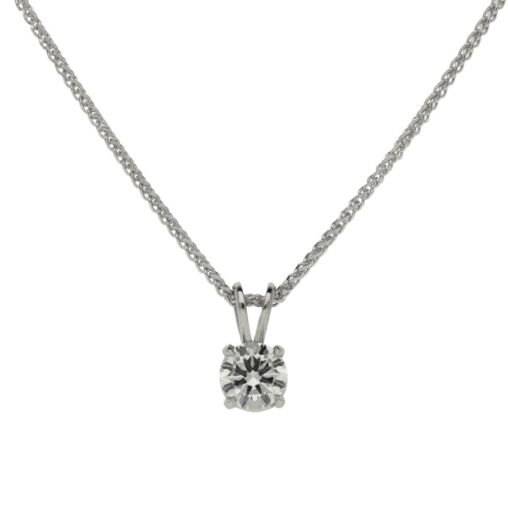 0.50ct White Gold Certified Diamond Pendant & Chain - G/VS2