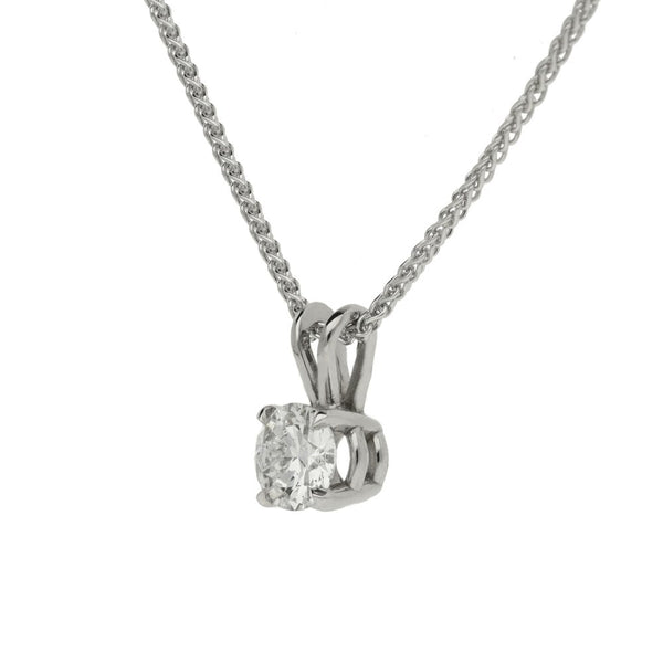 0.50ct White Gold Certified Diamond Pendant & Chain - G/VS2