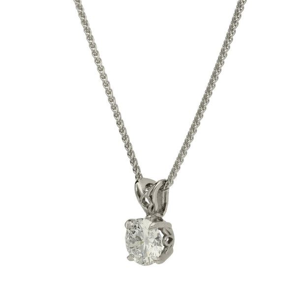 1.00ct White Gold Certified Diamond Pendant & Chain - D/SI1