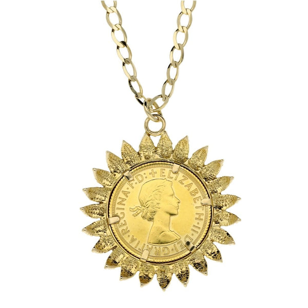 1966 Yellow Gold Full Sovereign Coin Pendant & Chain - 18.3g