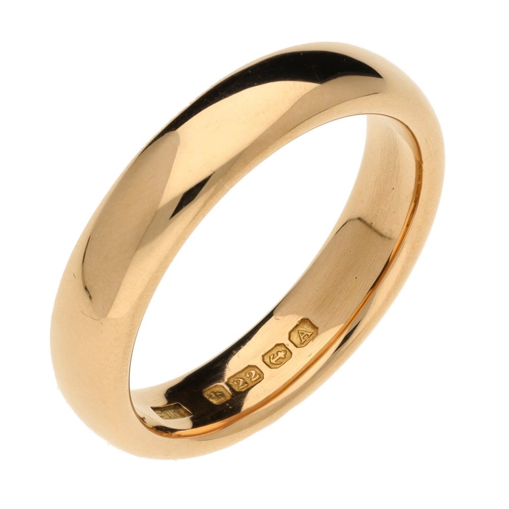 22ct Yellow Gold 5mm Court Shape Wedding Ring - Size T - 12.0g