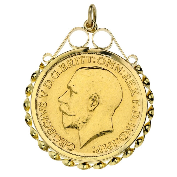 1914 Yellow Gold Full Sovereign Coin Pendant - 9.1g