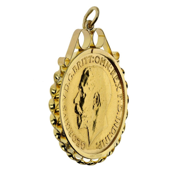 1914 Yellow Gold Full Sovereign Coin Pendant - 9.1g