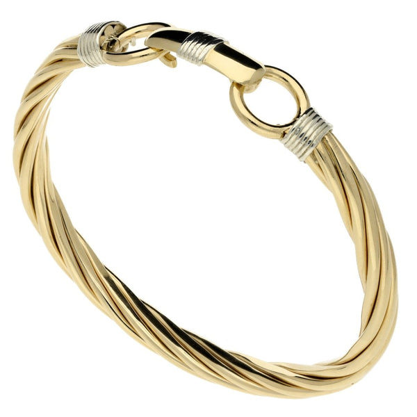 9ct Yellow & White Gold Heavy Twist Bangle - 49.3g