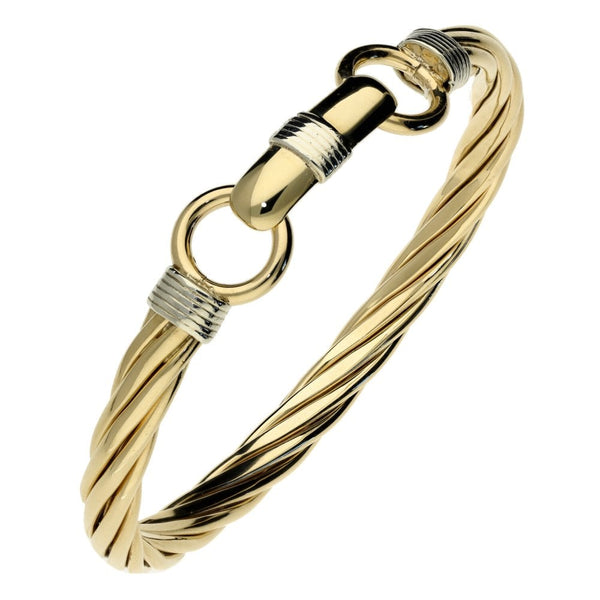 9ct Yellow & White Gold Heavy Twist Bangle - 49.3g
