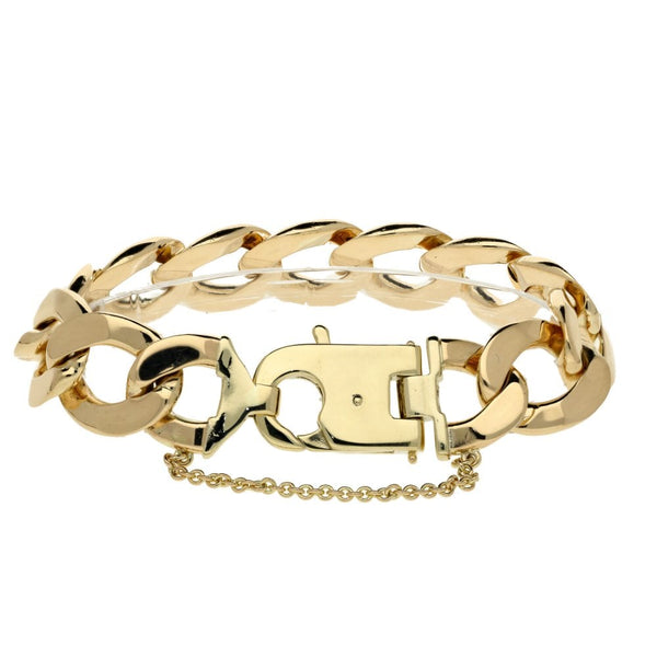 Mens 9ct Yellow Gold Curb Bracelet - 118.6g