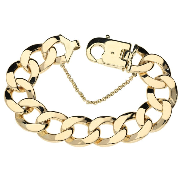 Mens 9ct Yellow Gold Curb Bracelet - 118.6g