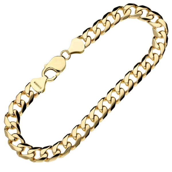 Mens 9ct Yellow Gold 9" Curb Bracelet - 27.8g