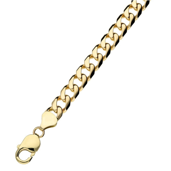 Mens 9ct Yellow Gold 9" Curb Bracelet - 27.8g