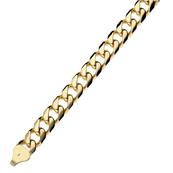 Mens 9ct Yellow Gold 9" Curb Bracelet - 27.8g