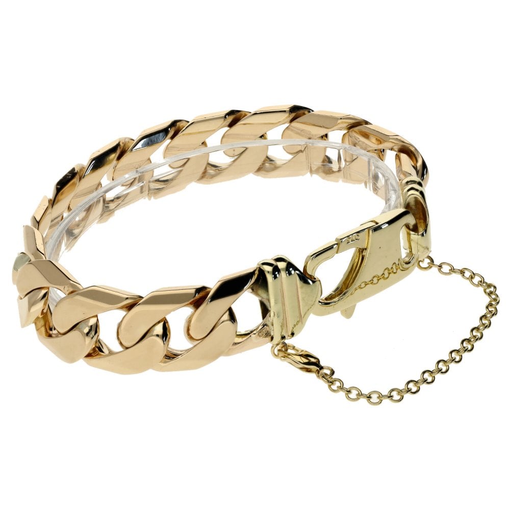 Mens 9ct Yellow Gold Curb Bracelet - 83.6g